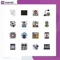 Modern Set of 16 Flat Color Filled Lines and symbols such as certification hardware chair gadget computers Editable Creative Vector Design Elements