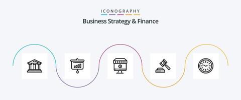 paquete de iconos de línea 5 de estrategia empresarial y finanzas que incluye comercio. computadora . presentación . en línea . vector