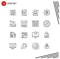 Pack of 16 creative Outlines of agriculture process complex development coding Editable Vector Design Elements