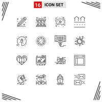 Modern Set of 16 Outlines and symbols such as plug electronic medical residences housing Editable Vector Design Elements