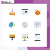 Set of 9 Vector Flat Colors on Grid for camera bundle development packing box Editable Vector Design Elements