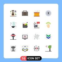 Modern Set of 16 Flat Colors and symbols such as fluorescent electricity timbrel bulb private Editable Pack of Creative Vector Design Elements