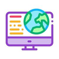 earth on computer screen icon vector outline illustration