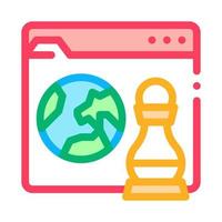 chess figure and earth on web site icon vector outline illustration