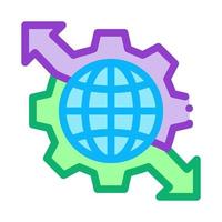 sphere and mechanical gear with arrows icon vector outline illustration