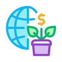 growth financial plant and sphere icon vector outline illustration