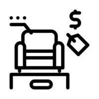 ilustración de contorno de vector de icono de venta de sillón