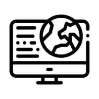 earth on computer screen icon vector outline illustration