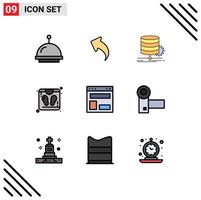 Stock Vector Icon Pack of 9 Line Signs and Symbols for web layout blog layout chart sauna bathroom scale Editable Vector Design Elements