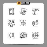 Outline Pack of 9 Universal Symbols of workflow planning safety mobile space special Editable Vector Design Elements