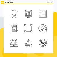 Pictogram Set of 9 Simple Outlines of rectangle path bank image process Editable Vector Design Elements