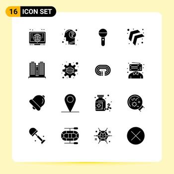 16 Solid Glyph concept for Websites Mobile and Apps office left media up sound Editable Vector Design Elements