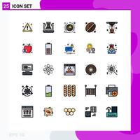 Group of 25 Filled line Flat Colors Signs and Symbols for laser printer marketing modeling coffee Editable Vector Design Elements