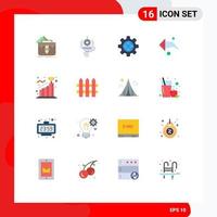 16 Thematic Vector Flat Colors and Editable Symbols of achievement direction production left world Editable Pack of Creative Vector Design Elements