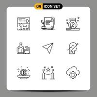 Set of 9 Modern UI Icons Symbols Signs for instagram hot award cup spa Editable Vector Design Elements