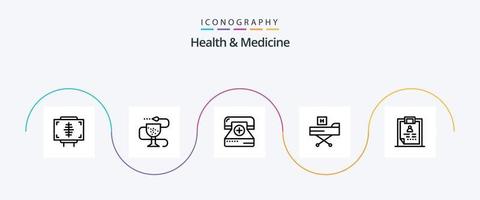 paquete de iconos de la línea 5 de salud y medicina que incluye fitness. cama. medicamento. salud. aptitud física vector