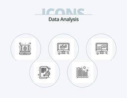 paquete de iconos de línea de análisis de datos 5 diseño de iconos. buscar. desarrollo. engranaje. datos. administración vector