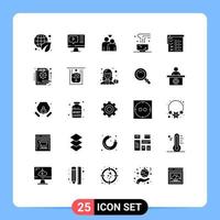 Universal Icon Symbols Group of 25 Modern Solid Glyphs of checklist hot drink couple food and restaurant coffee Editable Vector Design Elements