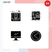 Pictogram Set of 4 Simple Solid Glyphs of image imac analytics computer arrow Editable Vector Design Elements