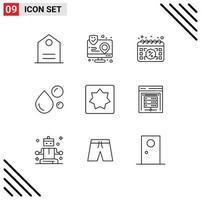 9 iconos creativos signos y símbolos modernos de grasas saludables omega comprar venta de aceite de pescado elementos de diseño vectorial editables vector