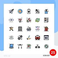 conjunto de 25 iconos de interfaz de usuario modernos signos de símbolos para elementos de diseño de vectores editables de micrófono de sonido de informática empresarial moderna