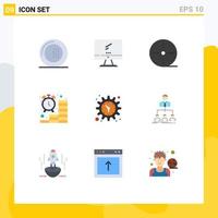 Mobile Interface Flat Color Set of 9 Pictograms of finance clock imac business gadgets Editable Vector Design Elements