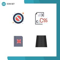 Pictogram Set of 4 Simple Flat Icons of forbidden formula coding development science Editable Vector Design Elements