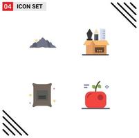 Pictogram Set of 4 Simple Flat Icons of hill stationary mountain pen branch Editable Vector Design Elements
