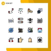 Set of 16 Modern UI Icons Symbols Signs for switch restaurant map hotel mail Editable Creative Vector Design Elements