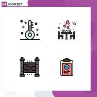 4 Thematic Vector Filledline Flat Colors and Editable Symbols of christmas fences thermometer dinner security Editable Vector Design Elements