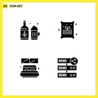 Editable Vector Line Pack of 4 Simple Solid Glyphs of beer hotel ireland ingredients window Editable Vector Design Elements