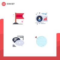 Pack of 4 Modern Flat Icons Signs and Symbols for Web Print Media such as banner communication analysis human messages Editable Vector Design Elements