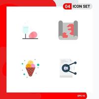 4 Thematic Vector Flat Icons and Editable Symbols of glass cream drink pin mardi gras Editable Vector Design Elements