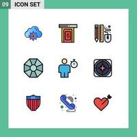 conjunto de 9 iconos modernos de la interfaz de usuario símbolos signos para el dibujo presente del cuerpo elementos de diseño vectorial editables a escala de joya vector