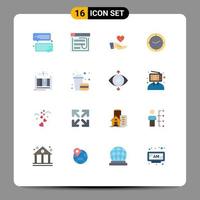 Universal Icon Symbols Group of 16 Modern Flat Colors of compass time web love giving Editable Pack of Creative Vector Design Elements