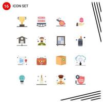 16 Thematic Vector Flat Colors and Editable Symbols of instructor smart house sport network easter Editable Pack of Creative Vector Design Elements