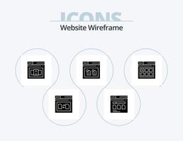 Website Wireframe Glyph Icon Pack 5 Icon Design. file. browser. website. archive. control vector