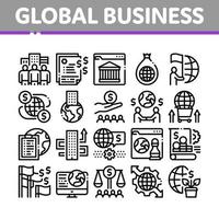 Global Business Finance Strategy Icons Set Vector