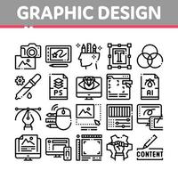 conjunto de iconos de diseño gráfico y creatividad vector