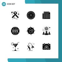 9 User Interface Solid Glyph Pack of modern Signs and Symbols of animal seo thanksgiving search engine Editable Vector Design Elements