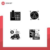 4 Creative Icons Modern Signs and Symbols of phone economy user path browser Editable Vector Design Elements