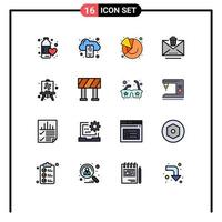 Flat Color Filled Line Pack of 16 Universal Symbols of easel erase server email marketing Editable Creative Vector Design Elements