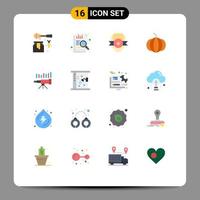 User Interface Pack of 16 Basic Flat Colors of forecasting business club telescope pumpkin Editable Pack of Creative Vector Design Elements