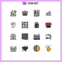 Set of 16 Modern UI Icons Symbols Signs for analysis progress workbag chart report Editable Creative Vector Design Elements