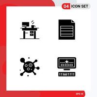 User Interface Pack of 4 Basic Solid Glyphs of job science working table star Editable Vector Design Elements