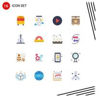 16 Universal Flat Colors Set for Web and Mobile Applications transmission tower energy loudspeaker electrical chest Editable Pack of Creative Vector Design Elements