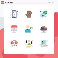 Pack of 9 creative Flat Colors of next commerce coffee e online Editable Vector Design Elements