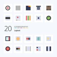 20 Layout Flat Color icon Pack like line grid search layout control vector