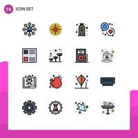 16 Thematic Vector Flat Color Filled Lines and Editable Symbols of checkbox love position like advertising Editable Creative Vector Design Elements