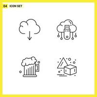 Universal Icon Symbols Group of 4 Modern Filledline Flat Colors of cloud dad usb cloud fathers day Editable Vector Design Elements